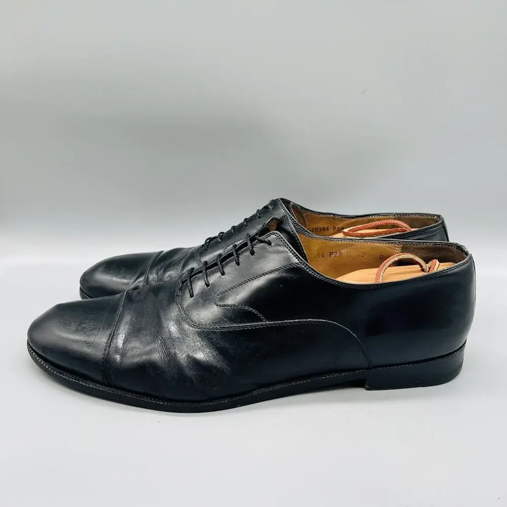 Salvatore Ferragamo Shoes Mens 13 Black Leather Cap Toe Oxford Dress Slip On